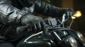 A Rider's Gloved Hand on the Throttle. Generative AI photo