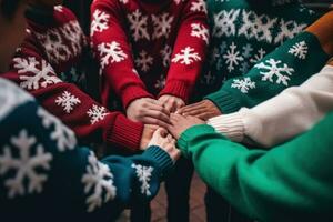 persona vistiendo Navidad feo suéter aislado. ai generativo foto