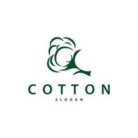 Cotton Logo, Soft and Smooth Cotton Plant Design for Business Brands with Simple Lines And Stem vector