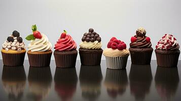 a row of cupcakes with different flavors ai generative photo