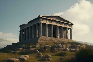 Valley of the Temples. ancient Greek Temple. Neural network AI generated photo