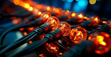 Small bright light bulbs, micro diodes - AI generated image photo