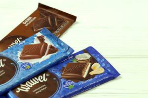 KHARKOV, UKRAINE - JANUARY 3, 2021 Wawel chocolate production. Wawel is polish confectionery company producing chocolates and snacks founded in 1898 in Krakow, Poland photo