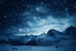 starry sky over mountains AI Generative photo