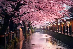 Cereza floración en tokio en primavera ai generativo foto