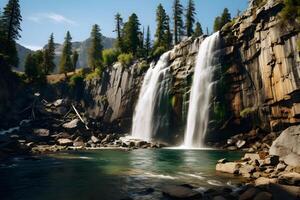 cascada en yosemite nacional parque ai generativo foto