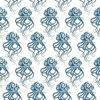 Seamless pattern with jellyfish. Maori style. Vector. vector