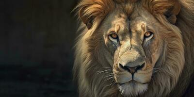 Close up of an African lion. Generative AI photo