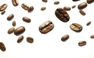 Coffee Bean flying on white background, 3d illustration. Generative AI photo