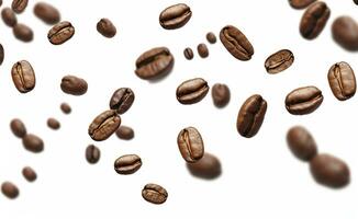 Coffee Bean flying on white background, 3d illustration. Generative AI photo