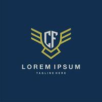 CF initial monogram logo for creative eagle line image vector design