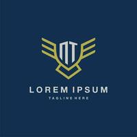 NT initial monogram logo for creative eagle line image vector design