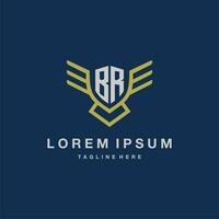 BR initial monogram logo for creative eagle line image vector design