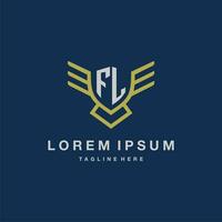 FL initial monogram logo for creative eagle line image vector design