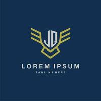 JQ initial monogram logo for creative eagle line image vector design