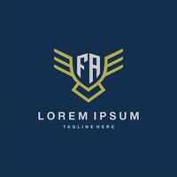 FA initial monogram logo for creative eagle line image vector design