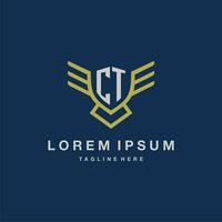 CT initial monogram logo for creative eagle line image vector design