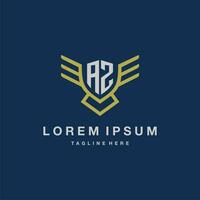 AZ initial monogram logo for creative eagle line image vector design