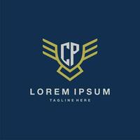 CP initial monogram logo for creative eagle line image vector design