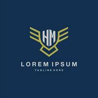 HM initial monogram logo for creative eagle line image vector design