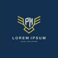 PM initial monogram logo for creative eagle line image vector design