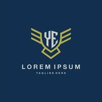 YE initial monogram logo for creative eagle line image vector design