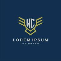 WC initial monogram logo for creative eagle line image vector design