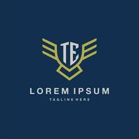 TE initial monogram logo for creative eagle line image vector design