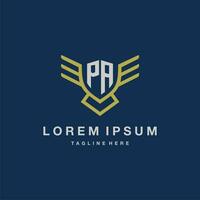 PA initial monogram logo for creative eagle line image vector design