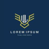 UL initial monogram logo for creative eagle line image vector design