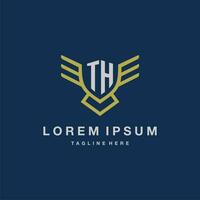 TH initial monogram logo for creative eagle line image vector design