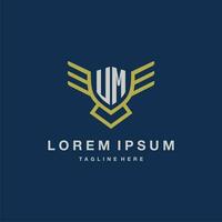 UM initial monogram logo for creative eagle line image vector design