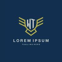 WT initial monogram logo for creative eagle line image vector design