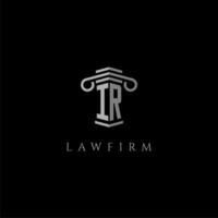IR initial monogram logo lawfirm with pillar design vector
