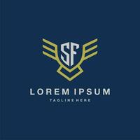 SF initial monogram logo for creative eagle line image vector design