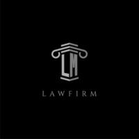 LM initial monogram logo lawfirm with pillar design vector