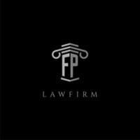FP initial monogram logo lawfirm with pillar design vector