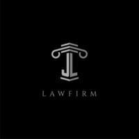 JL initial monogram logo lawfirm with pillar design vector