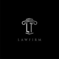 LT initial monogram logo lawfirm with pillar design vector