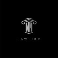 NM initial monogram logo lawfirm with pillar design vector
