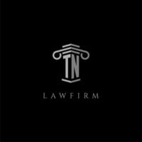 TN initial monogram logo lawfirm with pillar design vector