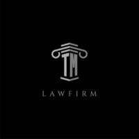 TM initial monogram logo lawfirm with pillar design vector