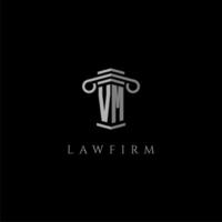 VM initial monogram logo lawfirm with pillar design vector