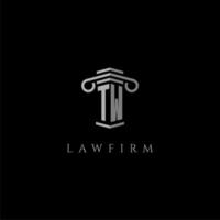 TW initial monogram logo lawfirm with pillar design vector