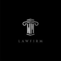 WM initial monogram logo lawfirm with pillar design vector