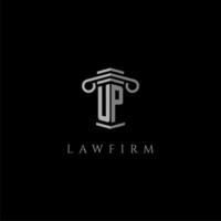 UP initial monogram logo lawfirm with pillar design vector