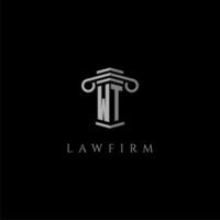 WT initial monogram logo lawfirm with pillar design vector
