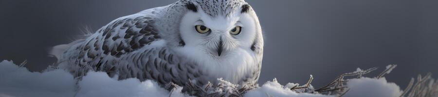 owl on a winter snow background. Generative AI photo