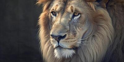 Close up of an African lion. Generative AI photo