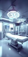 Modern equipment in operating room. Medical devices for neurosurgery. AI Generative photo